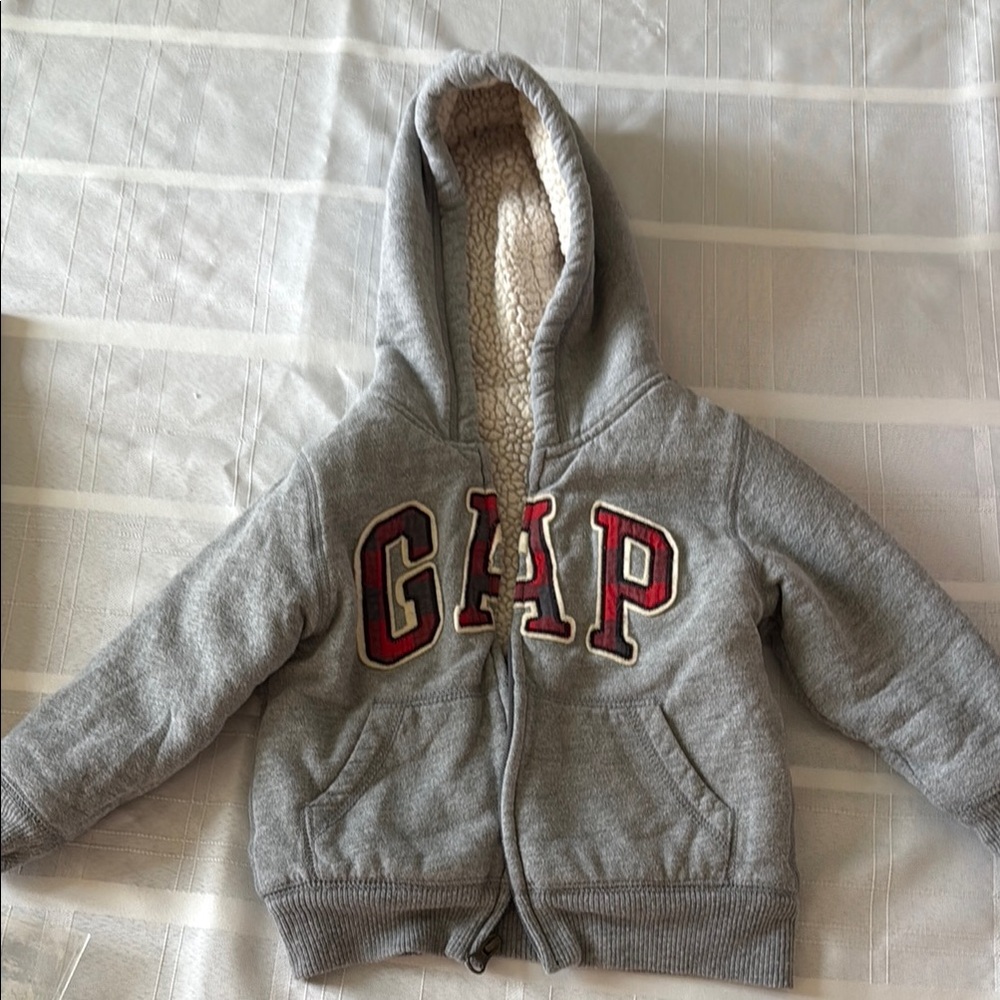 GAP Gray and Red Logo Sweatshirt Hoodie